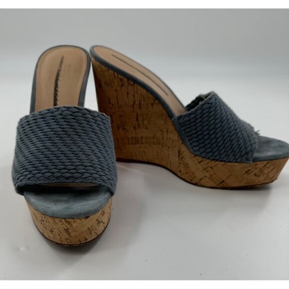 Veronica Beard Shoes - Veronica Beard Dali Woven Platform 8M Cork Wedge Sandals Blue Braided Leather